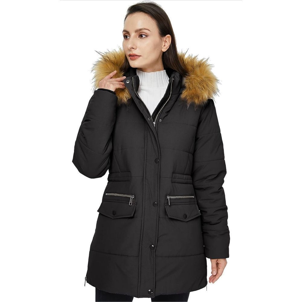 NEW WenVen Winter Waterproof Thickened Puffer Jacket with Fur Hood S